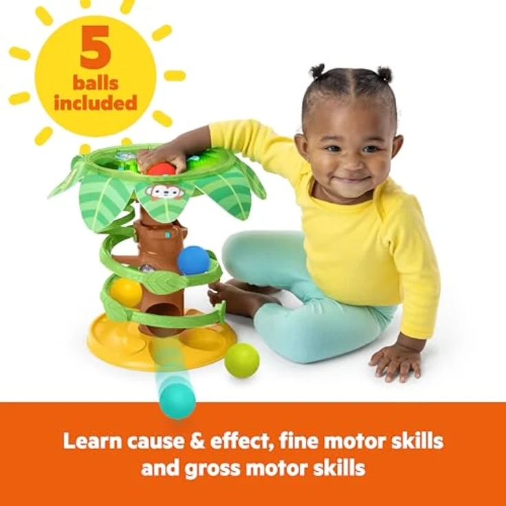 Bright Starts Tropical Twirl™ Ball Play Toy, 2-in-1 Spielturm mit 50+ Melodien und Lichtern, geeignet für Babys ab 6 Monaten – Bild 5