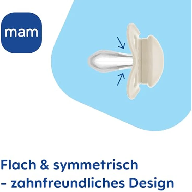 MAM Original Pure Schnuller im 2er-Set, zahnfreundlicher Baby Schnuller aus nachhaltigem & bio-erneuerbarem Material, Sauger aus MAM SkinSoft Silikon, mit Schnullerbox, 0-6 Monate, blau/beige – Bild 6