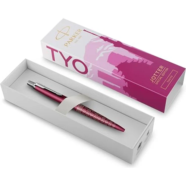Parker Pen JOTTER Tokyo, Kugelschreiber mit metallic-rosa Schaft, Strichstärke: M, blaue Strichfarbe, Edelstahlclip, in Geschenkbox – Bild 2