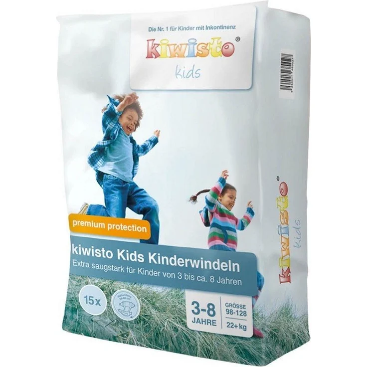 kiwisto kids Kinderwindeln premium protection, extra saugstark für 3-8 Jahre, 15 Stück