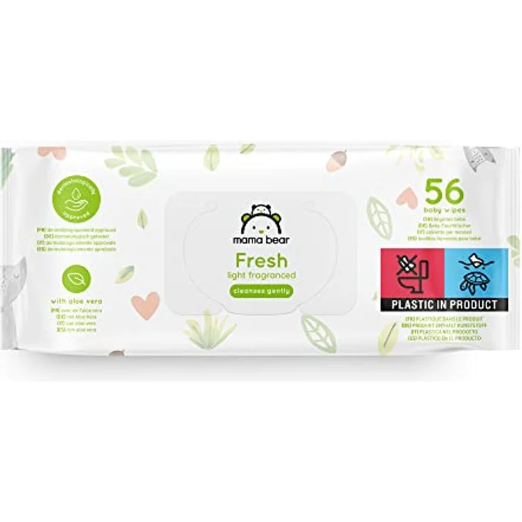Amazon-Marke: Mama Bear Frisch Baby Feuchttücher, Aloe Vera, 336 Stück (6 Packungen mit 56) – Bild 2