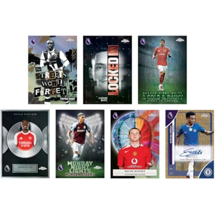 Topps 2025-26 Premier League Chrome Hanger Box, Sammelkarten mit glänzendem Chrome-Finish und seltenen Parallels – Bild 2