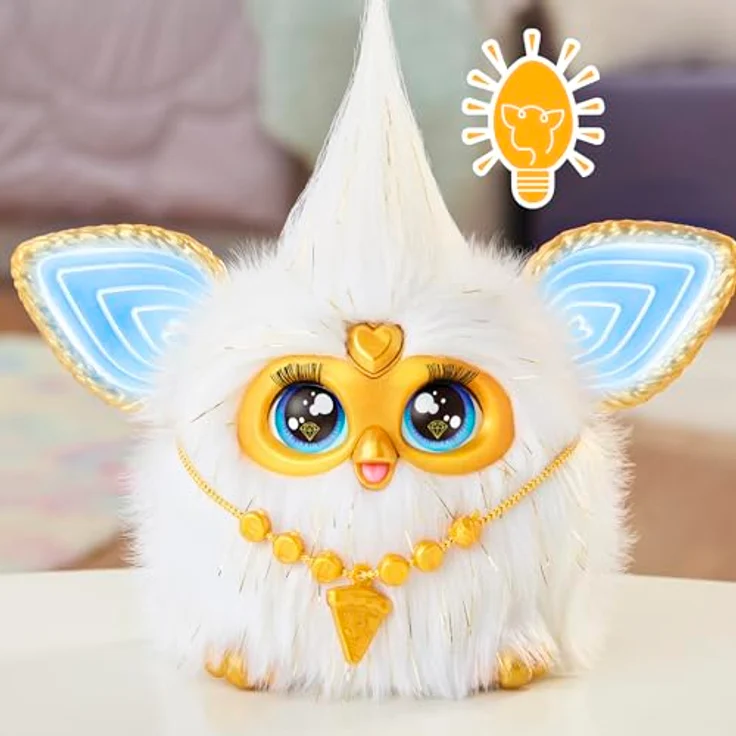 Hasbro Furby Gold Glam, interaktives Funktionsplüschspielzeug mit 5 Modi und über 600 Sätzen, gold – Bild 9