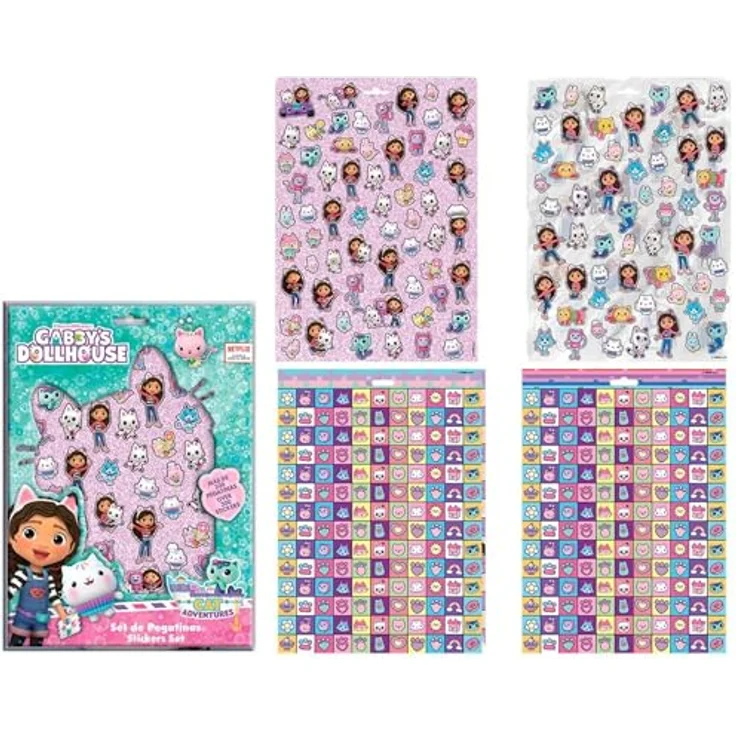 Cerda Gabby’s Dollhouse Sticker-Set, 300+ bunte Aufkleber zum Basteln und Spielen, ablösbar und kindgerecht – Bild 2