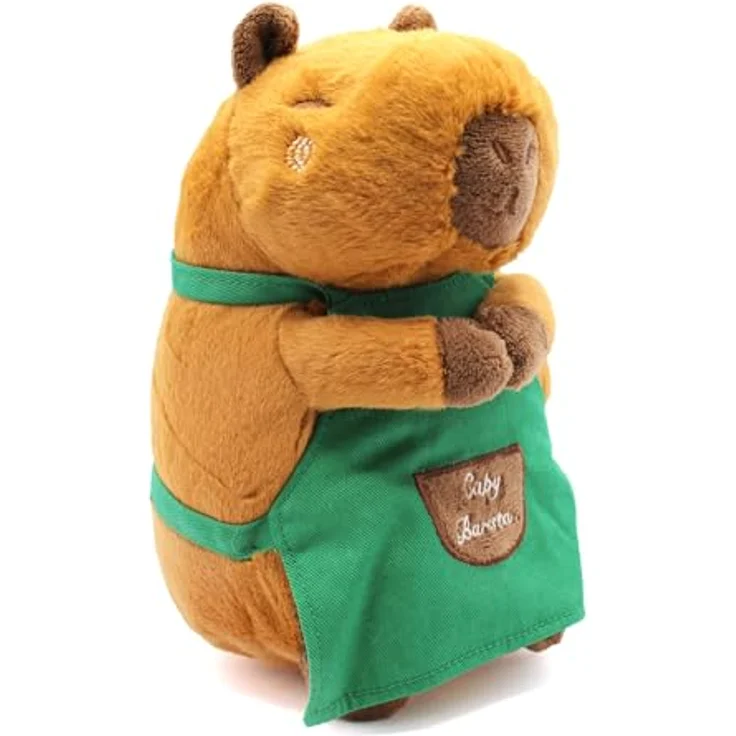 Joytoy Hug-a-Capybara 24146, Plüsch Capybara Barista 21 cm, braun-grün, weich und pflegeleicht, geeignet für Kinder – Bild 1