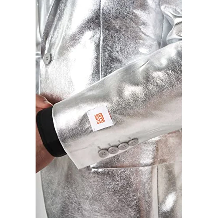 OppoSuits Shiny Silver (62), Anzugset mit Slim-Fit-Schnitt, silberfarben, inkl. Jacket, Hose und Krawatte – Bild 7