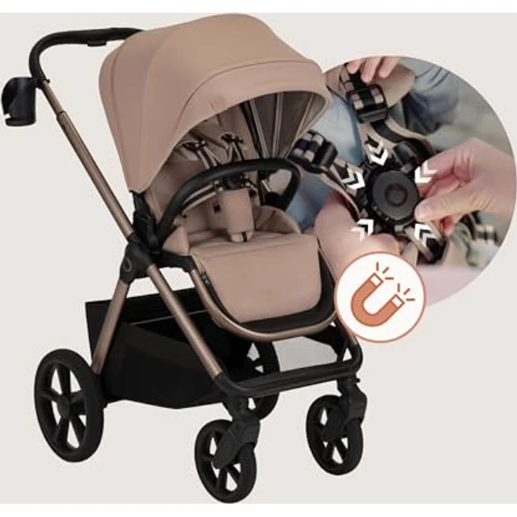 Lionelo Kinderwagen Carmine 3in1, mit Autositz i-Size, Babywanne & Buggy, GravelTech Räder, Federung, UPF50+, Beige – Bild 10