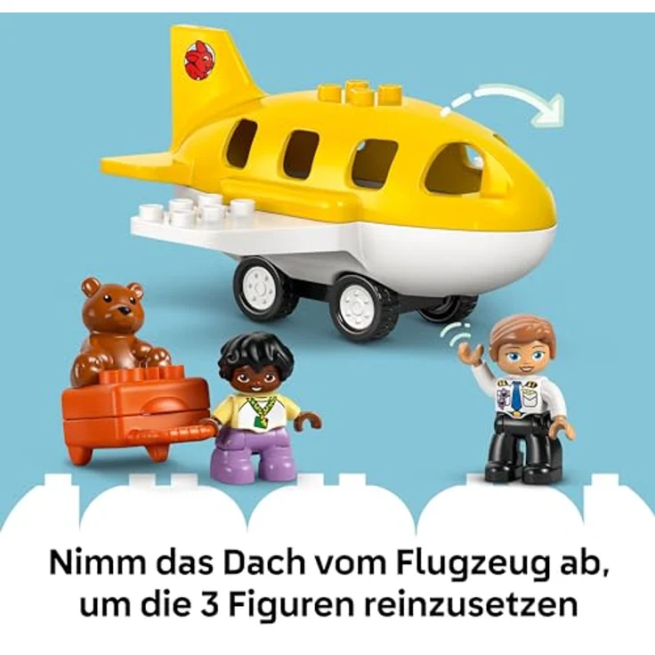 LEGO DUPLO Town Erster Besuch im Flughafen, Montessori Spielzeug für Kleinkinder mit Flugzeug und 2 Figuren, Lernspielzeug für kreative Rollenspiele, Geschenkidee für Kinder ab 2 Jahren, 10443 – Bild 5
