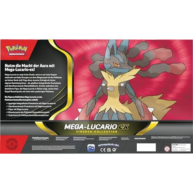 Pokémon PKM Mega-Lucario Figuren-Kollektion, inklusive holografischer Promokarte, überdimensionaler Promokarte und 5 Boosterpacks – Bild 4