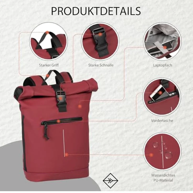 New Rebels MART Rucksack Rol 16L burgundy – Bild 5