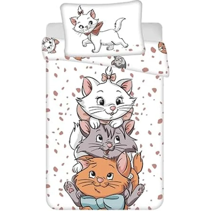 Jerry Fabrics Disney Aristocats Babybettwäsche, 2-teiliges Set mit Marie & Katzenfreunden, 100% Baumwolle, Bettdecke 100 x 135 cm + Kopfkissen 40 x 60 cm, pflegeleicht und atmungsaktiv – Bild 1