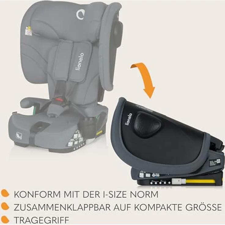 lionelo Autokindersitz NELLY I-SIZE, klappbar mit verstellbarer Kopfstütze, 4 Neigungspositionen, Reduziereinsatz, für Kinder von 76 bis 150 cm – Bild 4
