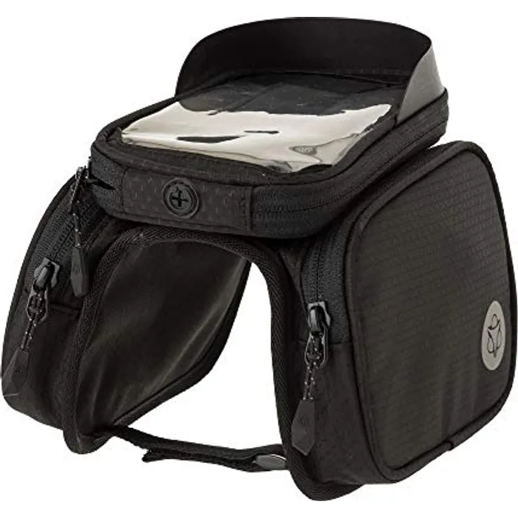 AGU Essentials Performance Doppelte Fahrrad Rahmentasche, 1L Ramentasche Fahrrad Handy, Wasserabweisend, 100% Recycltes Polyester - Schwarz