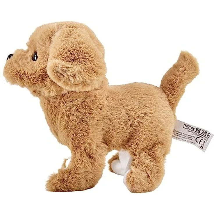 Winfried Kögler GmbH Laufender Hund mit Sound Kuscheltier aus Plüsch - Stofftier Plüschtier, Beige, mit Sound, inkl. 2 x AA Batterien – Bild 3