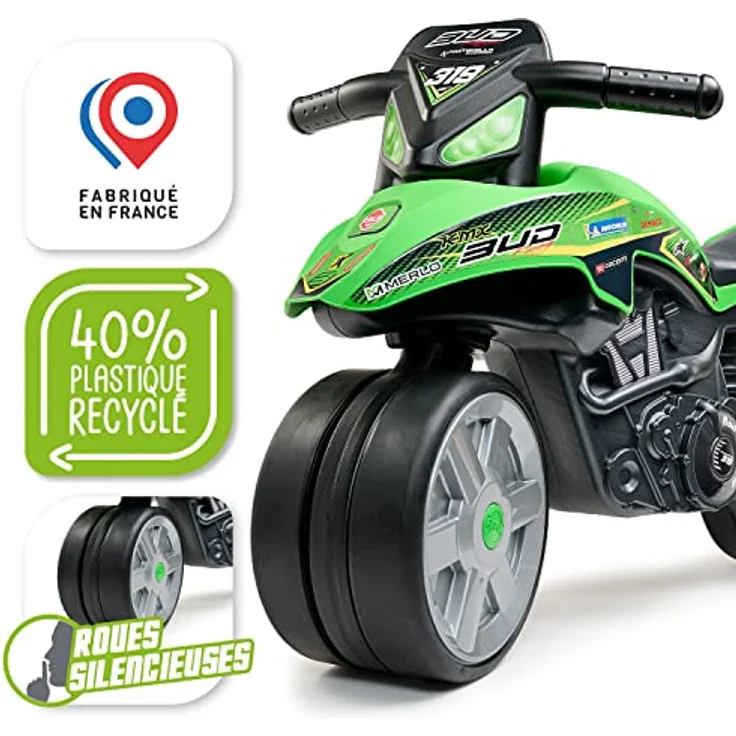 Falk Laufrad Moto Bud Racing, leise Räder aus 40% recyceltem Kunststoff, Grün, geeignet ab 2 Jahren – Bild 4