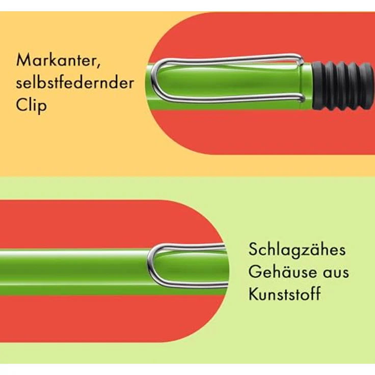 LAMY Safari Füllfederhalter, Kugelschreiber in grün mit blauer Schreibfarbe, modernes Design und perfekte Ergonomie – Bild 4