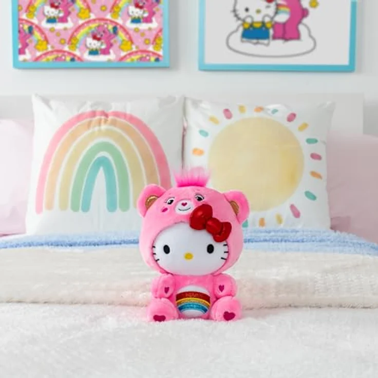 Hello Kitty Care Bears Plüsch, Cheer Bear 22 cm mit detailliertem Belly Badge-Design, weich und kuschelig – Bild 4