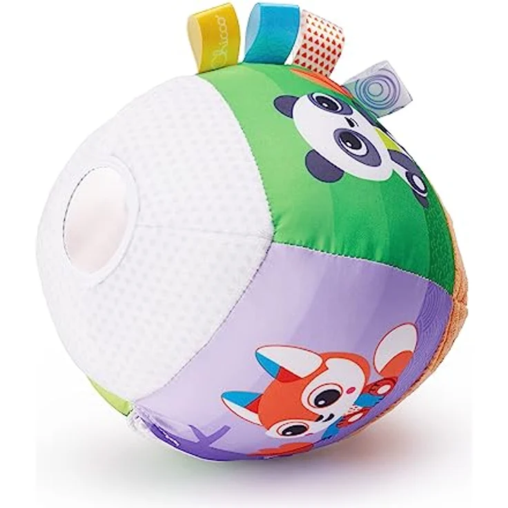 CHICCO Weicher elektronischer Musikball, Musikspielzeug mit verschiedenen Stoffen und Etiketten, fördert taktile Sensibilität, 3-36 Monate – Bild 4