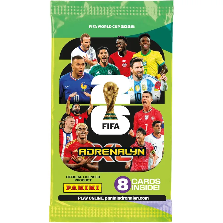 Panini Adrenalyn XL FIFA World Cup 2026 Booster Flow Pack Trading Cards, 8 Trading Cards pro Pack, internationale Version