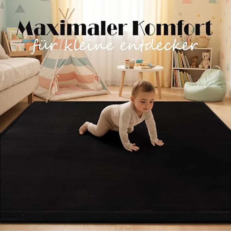 Paco Home Kinderteppich Schwarz, Spielteppich 200x350 cm, weich und rutschfest, geeignet für Jungen und Mädchen – Bild 4