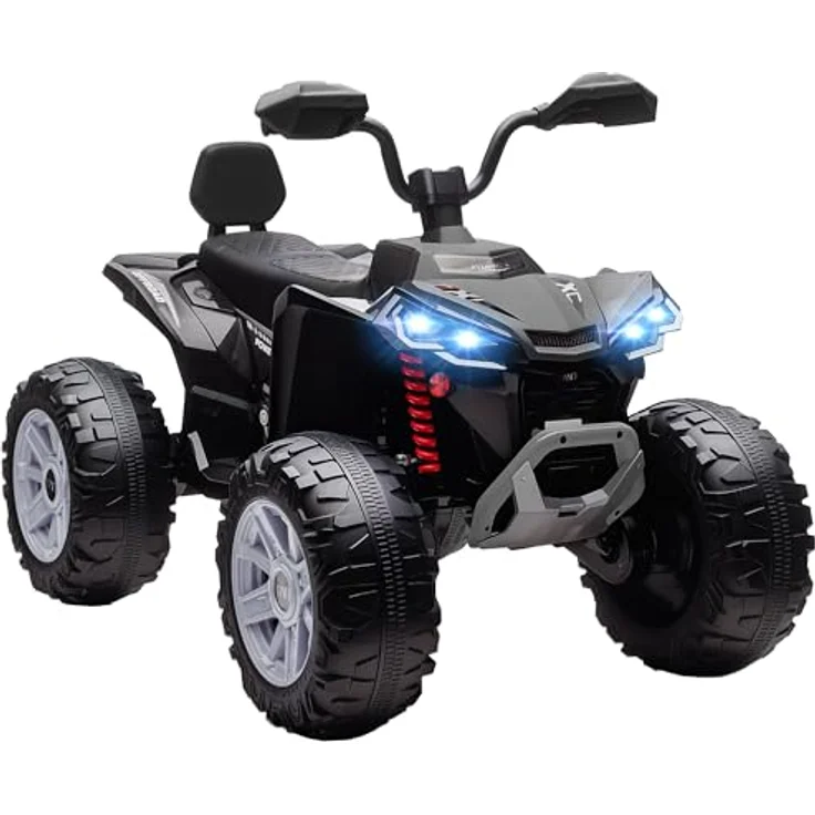 AIYAPLAY 24V Elektro Quad für Kinder, Zweisitzer mit Vorwärts- und Rückwärtsfunktion, 4 gefederte Räder, Scheinwerfer, USB- & MP3-Anschluss, 4-6,5 km/h, Schwarz – Bild 1