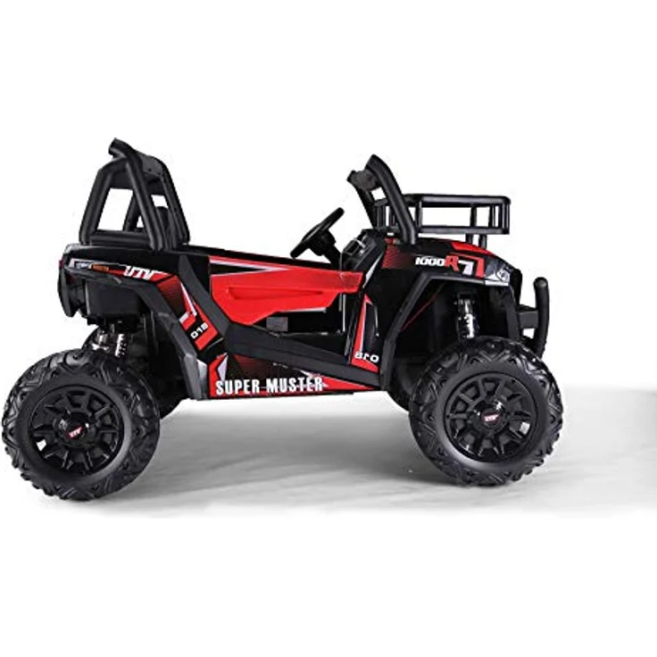 RIRICAR Kinder elektroauto 24V UTV, rot, Elektro Buggy für Kinder 2 sitzer mit 2,4 GHz Fernbedienung, 2 x 200 W Motor, Eva-Räder, gepolsterter Sitz, USB, SD-Karte, Elektro Buggy UTV MX ab 3-8 Jahre – Bild 3