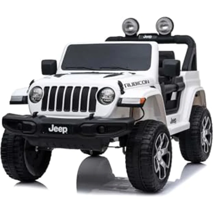 Beneo RIRICAR Elektroauto für Kinder Jeep Wrangler 12V, Weiß, 2-Sitzer mit 2,4-GHz-Fernbedienung, Bluetooth-Radio, Lithium-Akku, EVA-Räder, für Kinder 3-8 Jahre – Bild 1