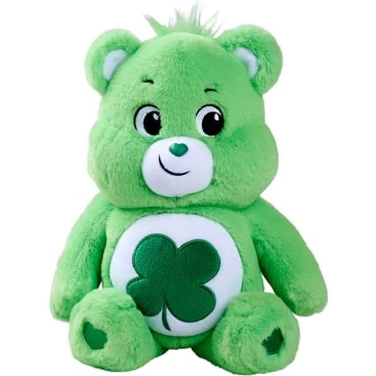 Simba Glücksbärchi Kuscheltier 35cm, grünes Plüschtier mit vierblättrigem Kleeblatt, in Geschenkbox, für Kinder und Erwachsene