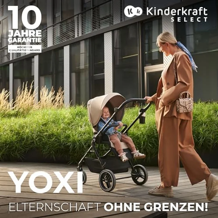 Kinderkraft YOXI Kinderwagen, Buggy für Kinder von Geburt bis 22 kg, einfach zusammenklappbar, undurchdringliche Räder, wasserdicht, UPF50+, Korb bis 5 kg, Grün – Bild 2