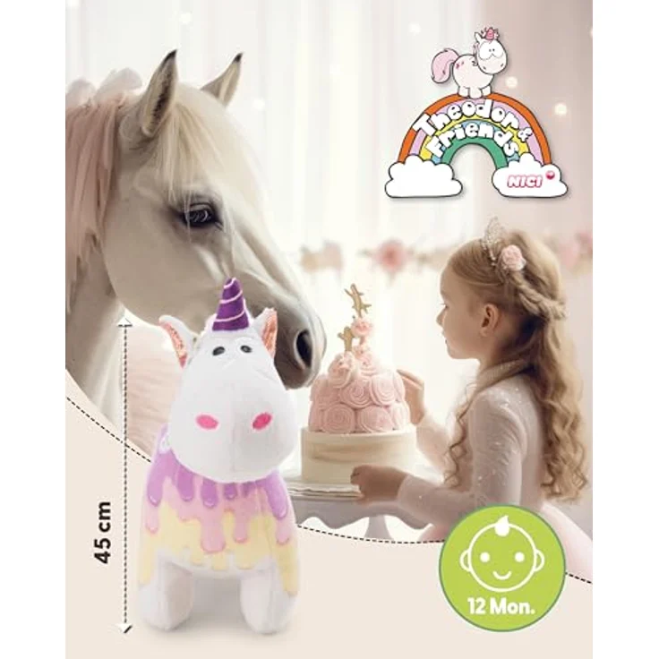 NICI Kuscheltier Einhorn Sweety Rainbow 45cm - Weiß, weiches Plüschtier aus recyceltem Material, ideales Geschenk für Kinder und Erwachsene – Bild 2