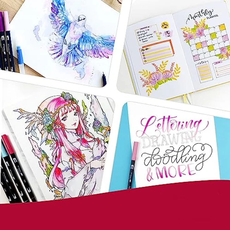 TOMBOW Filzstift Aquarellierbarer 12er-Set, Primärfarben, flexible Pinselspitze – Bild 5