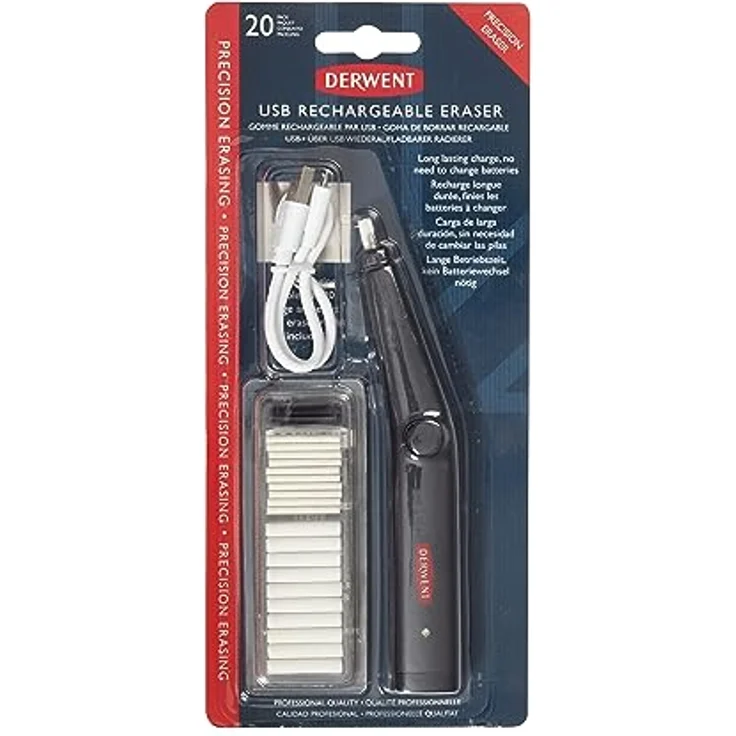 Derwent USB-Wiederaufladbarer Radierer, Ideal für Präzises Radieren, Professionelle Qualität, 2305810 – Bild 1