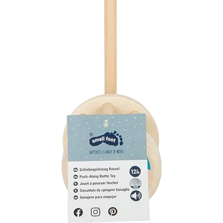 Small Foot - Wooden Push Figure Rattle, Babyspielzeug aus Holz, ergonomisches Design – Bild 5