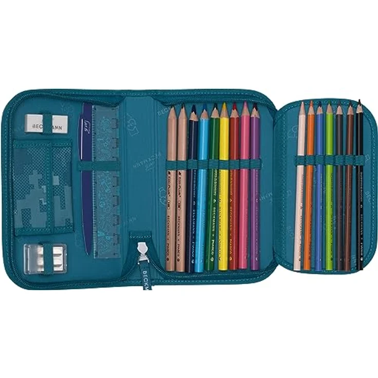 Beckmann Schulranzen Classic (6tlg., blau) mit Sportrucksack, Federmäppchen, Schlamperrolle, inkl. Buttons und wasserdichtem Innenfach – Bild 9