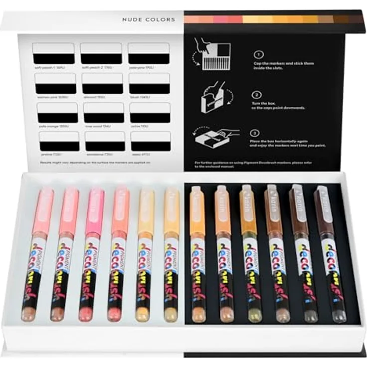 Karin KAR29C4 Pigment Decobrush, Acryl-Wasserfarben in Nude Colors, flexible Spitze, lichtecht und permanent