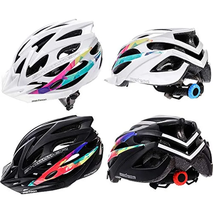 meteor® Fahrradhelm Herren Damen Kinder-Helm MTB rollerhelm mädchen Kinder-fahrradhelm Downhill radhelm Mountainbike Inliner Skater-Helm BMX Scooter Jungen Bike Helmet (M (55-58cm), Shimmer Schwarz) - Belüftungssystem, Fly Net System, Antibakterielles Innenleben, FIT SIZE System, Abnehmbare Polsterung, QUICK-RELEASE System