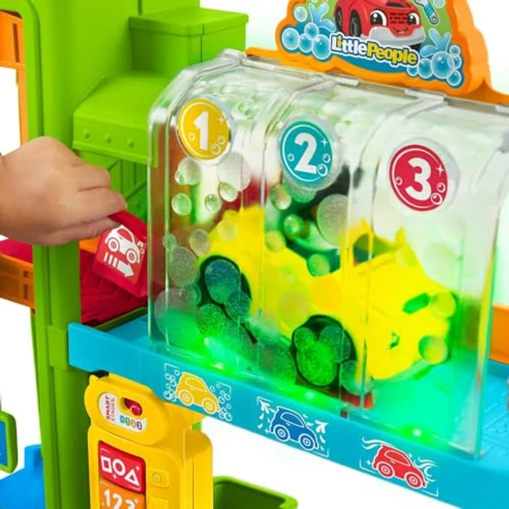 Fisher-Price Little People Garage Spielset mit Autorampe, pädagogisch beleuchtet, mehrsprachig, inkl. Smart Stages-Inhalt, HRC60 – Bild 4