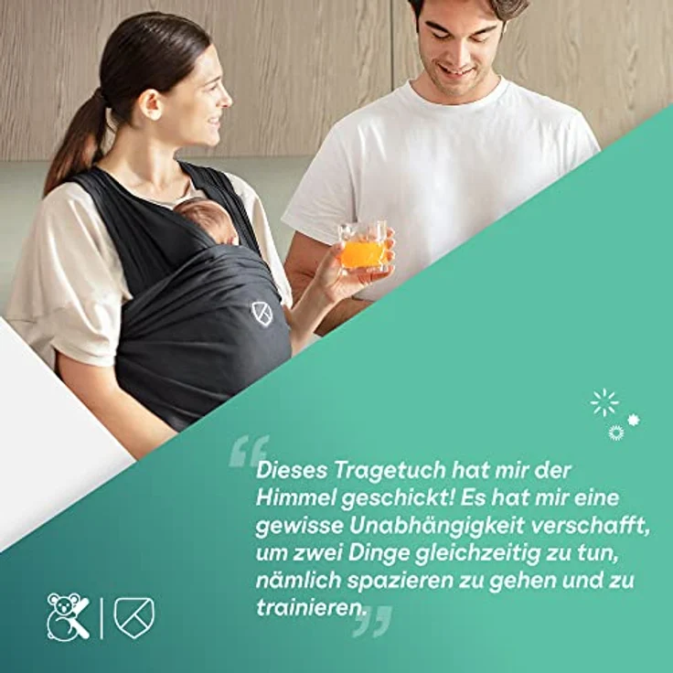 Koala Babycare Cuddle Band 2, elastisches Bauchtragetuch bis 15 kg, verstellbar und unisex, in Bio-Baumwolle – Bild 8
