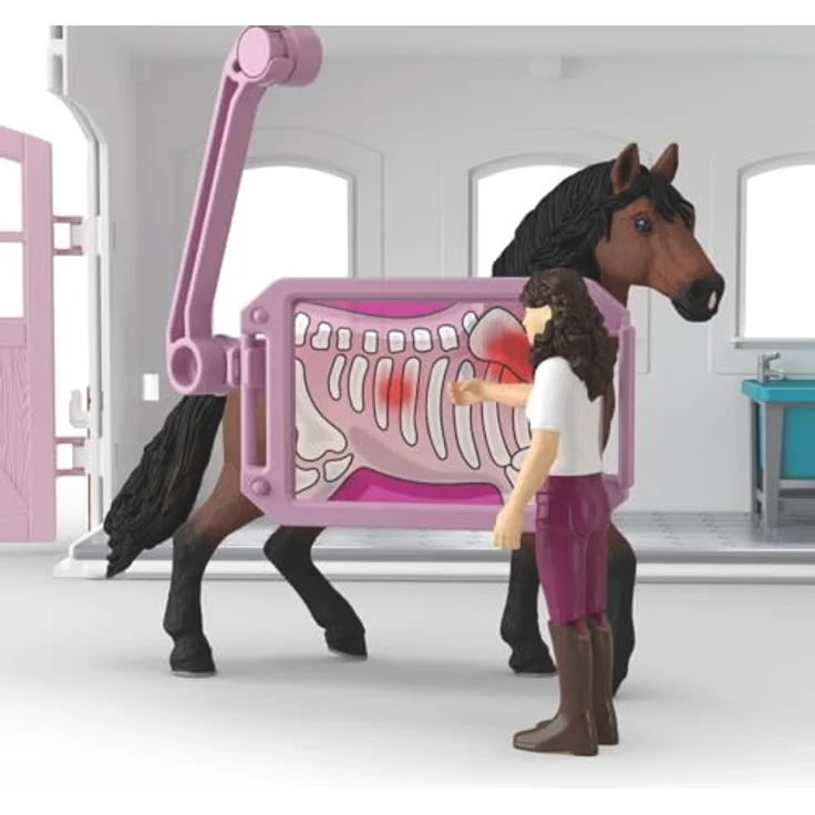 Schleich Pferdeklinik Heilende Hufe, Spielset Horse Club mit Röntgenfunktion und medizinischer Ausstattung, ca. 48 x 32 x 14 cm – Bild 9