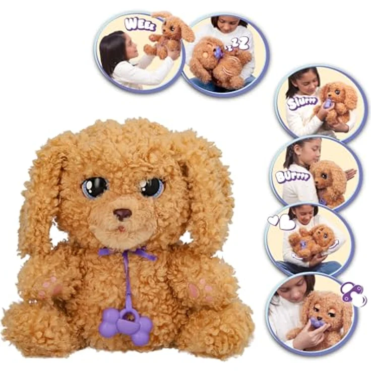 IMC TOYS Baby Paws Interaktiver Labradoodle, Kuscheltier mit flauschigem Lockenfell, inkl. Schnuller, Fläschchen und Tragebeutel, ab 18 Monaten geeignet – Bild 3