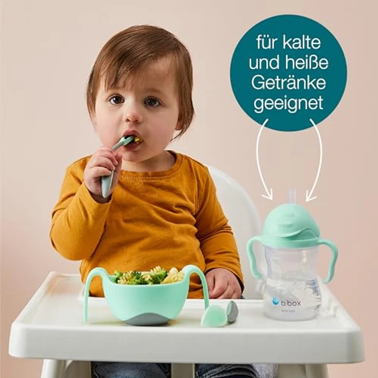 B.Box Gelato Cup, Kinder Trinkbecher mit Strohhalm und Haltegriffen, BPA-frei, Blush – Bild 6