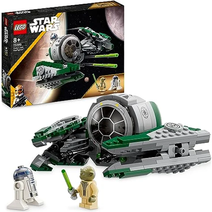LEGO 75360 Star Wars Yodas Jedi Starfighter Bauspielzeug, Clone Wars Fahrzeug-Set mit Meister Yoda-Minifigur, Lichtschwert und Droide R2-D2-Figur – Bild 1
