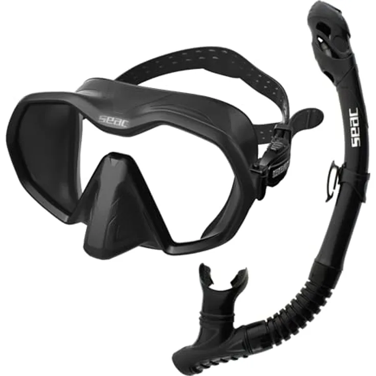 SEAC Set Bis Icona Dry, Rahmenlose Maske und Schnorchel mit Dry Top System, 100% Made in Italy, in verschiedenen Farben erhältlich