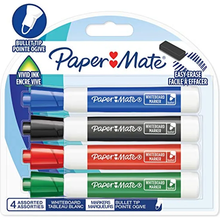 PAPER MATE | Geruchsarme Whiteboard-Marker | Patronenspitze | farblich sortiert | 4 Stück - Preisvergleich