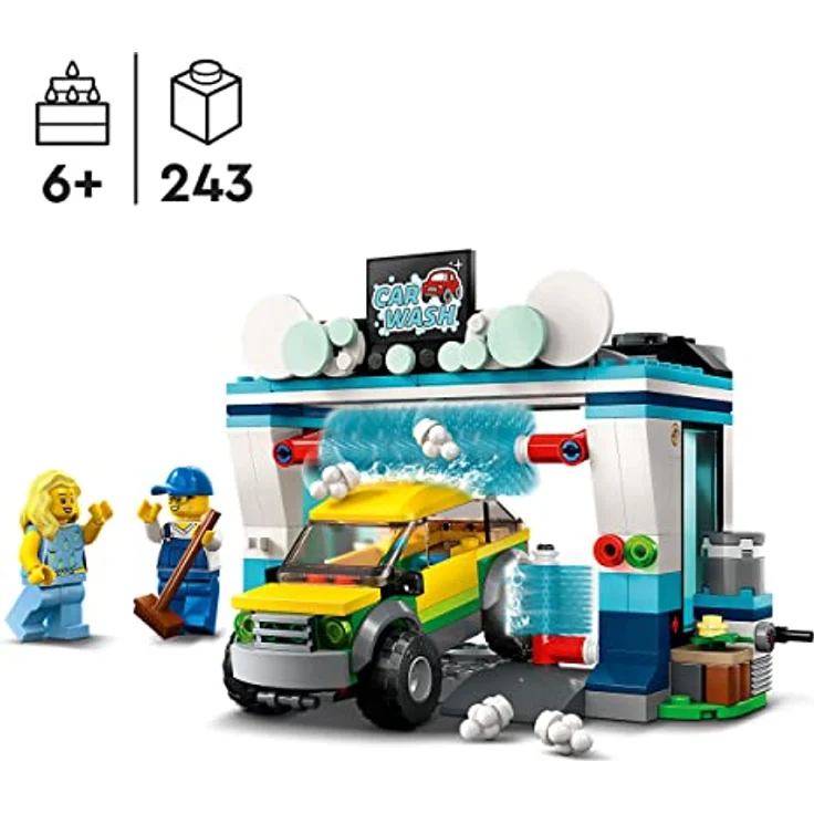LEGO 60362 City Autowaschanlage, Set mit Spielzeugauto für Kinder ab 6 Jahren, Jungen & Mädchen, funktionierende Wasch-Elemente und 2 Minifiguren, Fahrzeugset, kleine Geschenk-Idee – Bild 2