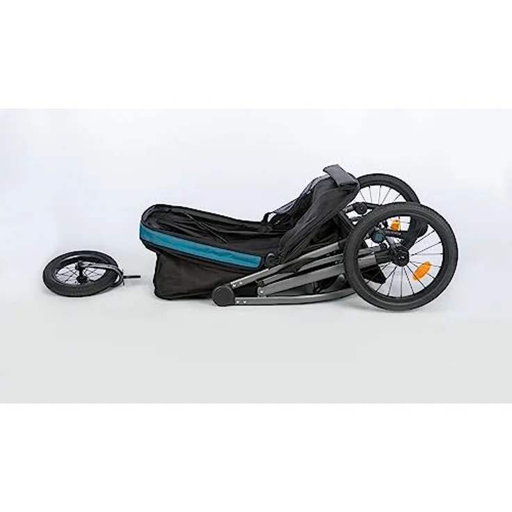 TRIXIE Buggy 60 × 112 × 120 cm, Fahrradanhänger mit luftgefüllten Reifen, schwarz/petrol, für Hunde und Katzen – Bild 8