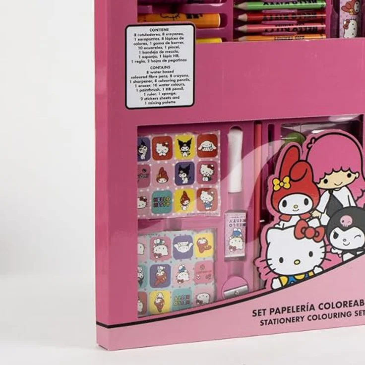 Cerda Kreativset Hello Kitty Mal- und Schreibset – Ausmalbares Schreibwaren-Set für Kinder, kompakt und leicht, 26,7 x 45,3 x 3,0 cm – Bild 4