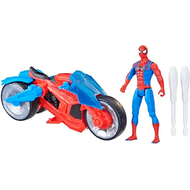SPIDER-MAN Marvel Spider-Man Epic World of Action Web-Motorrad Spielset, 10 cm Action-Figur mit beweglichen Gelenken und 2 Netz-Projektile