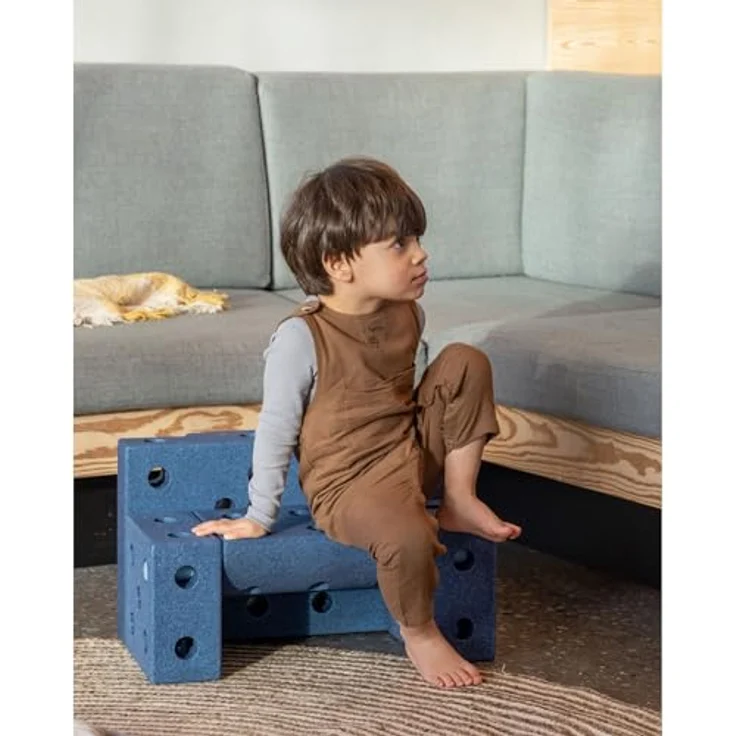 Modu 20 tlg. Baukasten Starter-Set Explorer, fördert kreative Fähigkeiten und motorische Entwicklung, ab 0 - 6 Jahre, Deep Blue / Sky Blue – Bild 3
