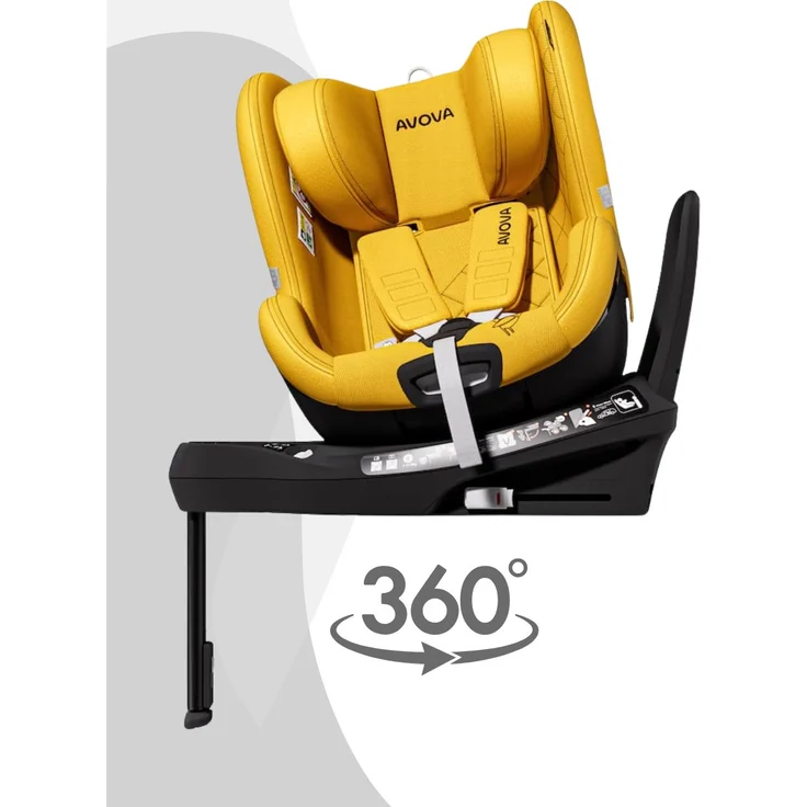 Avova Alera X 1 Reboard Kindersitz, ergonomischer Komfort mit 175°-Liegeposition, für Kinder von 3 Monaten bis 4 Jahren, Beach Yellow